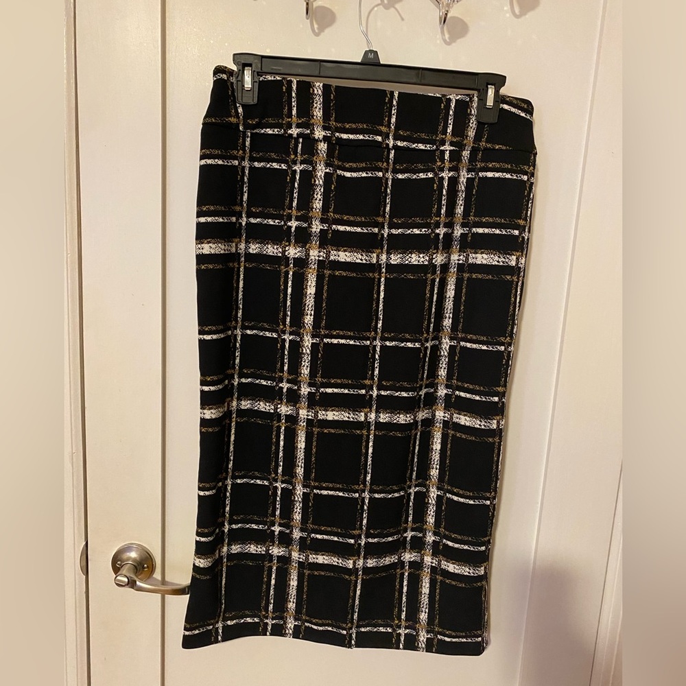 Ashley Stewart Plaid High Waist Pencil Skirt
